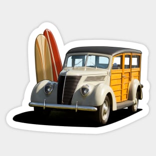 1937 Ford Woody Station Wagon in cream Sticker